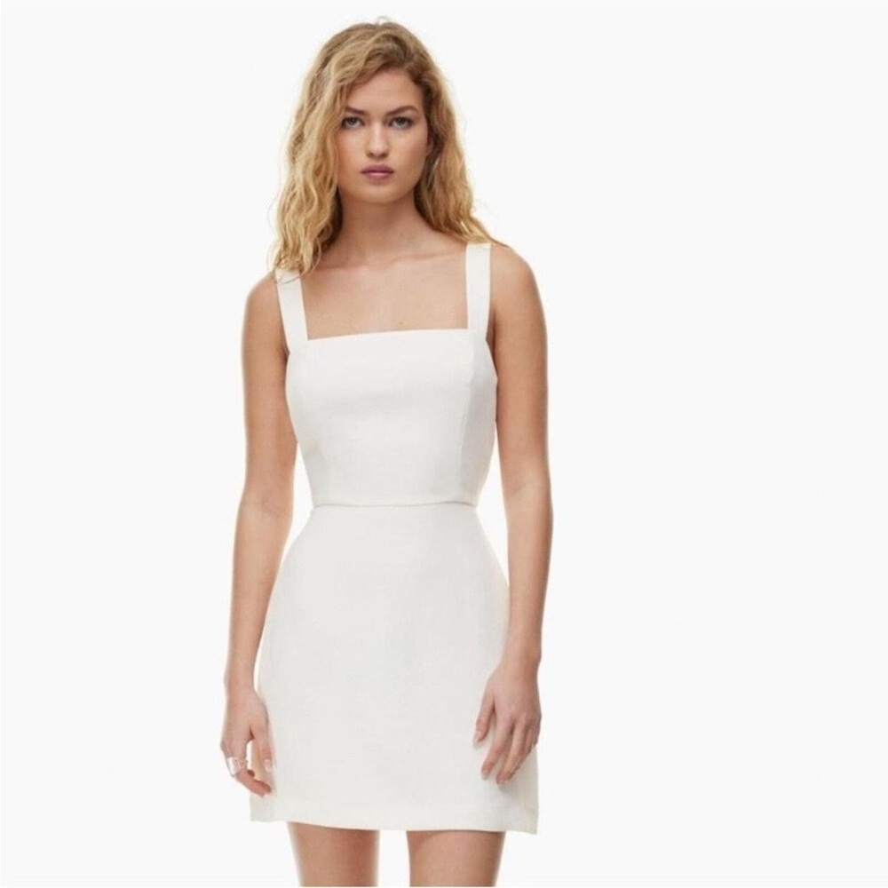Aritzia Wilfred Tie Back mini dress (white)